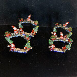 Wanda Scruby Pewter Christmas Santa's Train Napkin Rings.